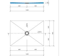 Receveur rectangle FUNDO PRIMO 1200x900x40mm trou central sans bonde - WEDI - 073735174