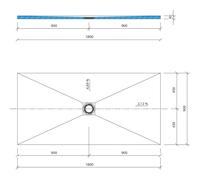 Receveur rectangle FUNDO PRIMO 1800 x 900 x 40 mm trou central sans bonde WEDI 073735180