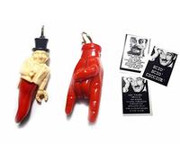 Recevez 2 bosquets cornes 9/12 cm environ et une carte ' hommage surprise, bosbo main cornes corne amulette horn charms lucky bosbo scio porte-fotuna porte-clés napolitains naples var