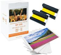 Rechange Pour Canon Selphy Cp1500 Cartouche Et Papier, Rp-108 Rp-108In 10 X 15 Cm Papier Brillant, Pour Selphy Cp1500 Cp1300 Cp1200 Cp1000 Cp910 Cp820, 108 Papier Photo Et 2 Cartouche D'Encre