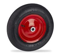 relaxdays Rechange Roue de brouette 4.80 4.00-8, avec air, Roue de Secours, Jante en Acier, pour Diable, Noir et Rouge