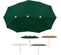 Rechange Toile De Parasol Jardin 3 Têtes 12 Baleines, Ø270cm Imperméable Auvent Remplacement Pour Gris/Vert, Housse Pour Plage Piscine Cour(Dark green)