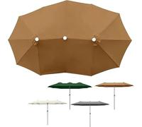 Rechange Toile De Parasol Jardin 3 Têtes 12 Baleines, Ø270cm Imperméable Auvent Remplacement pour Gris/Vert, Housse pour Plage Piscine Cour(Brown)