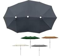Rechange Toile De Parasol Jardin 3 Têtes 12 Baleines, Ø270cm Imperméable Auvent Remplacement pour Gris/Vert, Housse pour Plage Piscine Cour(Grey)