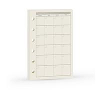 Recharge A7 pour agenda Filofax, 11 styles au choix, 6 trous/100 g/m², 12 x 8 cm, Harphia Monthly Plan