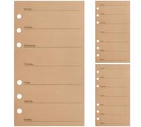 Recharge agenda hebdomadaire A6, lot de 3, inserts kraft non datés, format 9,4 x 17 cm, perforation 6 trous, papier 120 g/m² pour classeur à feuilles mobiles, budget et organisation du planning
