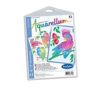 SentoSphère - RECHARGE AQUARELLUM JUNIOR - PERROQUETS - Recharge Cartes Aquarellum - Kit peinture - Peinture Aquarellable Magique - A partir de 6 ans - fabriqué en France