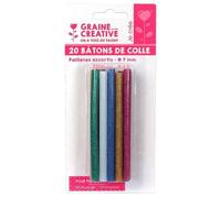 Recharge Colle Basse Temperature 20 Batons 7mm Coloris Pailletees Assorties