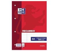 Recharge Couverture Souple A4 100 Feuilles Horizontales Couleur Rouge Oxford 100430210
