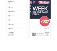 Recharge d'agenda 2027 semainier sur une page compatible avec Filofax au format personnel