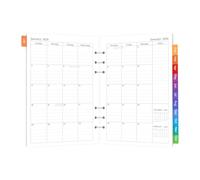 Recharge d'agenda hebdomadaire et mensuel A5 de janvier à décembre 2026, perforé à 6 trous, recharge avec onglets mensuels, blocs journaliers lignés, vacances et notes (21 x 15 cm)