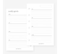 Recharge d'agenda hebdomadaire non daté n°02 ligné horizontal Semainier sur deux pages pour poche Filofax, recharge d'agenda LV PM 6 trous 8,1 x 12,7 cm