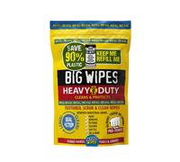 Big Wipes Heavy Duty Pro+ Lot de 100 lingettes pour les mains en pochette de recharge texturées double face avec soin de la peau. Ultra efficaces sur la crasse. Produits de nettoyage industriels et