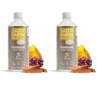 Recharge de déodorant naturel en spray Salt of the Earth - Ambre et bois de santal - Végan, certifié Leaping Bunny, fabriqué au Royaume-Uni - 500ml (Lot de 2)