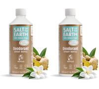 Recharge de déodorant naturel en spray Salt of the Earth - gingembre et jasmin - Végan, certifié Leaping Bunny, fabriqué au Royaume-Uni - 500ml (Lot de 2)