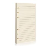 Recharge de feuilles mobiles A6 lignées à 6 trous - 80 feuilles, 100 g/m², beige, pour classeurs A6 à 6 anneaux pour bureau, journal, planification, notes. Écriture double face prise en charge