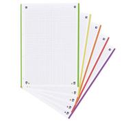 Recharge de feuilles quadrillées A4 - Oxford - 200 + 50 feuilles - 90gr - Quadrillage 5x5 mm - Multicolore - A4