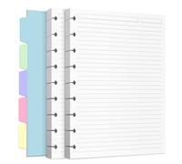 Recharge de papier Discbound, taille classique (18 x 23,5 cm) Papier Discbound de recharge pour système de prise de notes, inserts pour planificateur Discbound avec 240 pages, 5 séparateurs feuilles