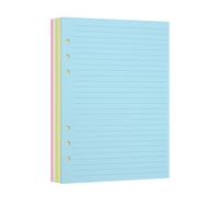 Recharge de papier ligné A5, pages colorées pour classeur A5 rechargeable à 6 anneaux, inserts de recharge perforés à 6 trous, 1 paquet (contient 50 feuilles/100 pages)