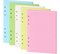 Recharge De Papier Ligné Coloré Pour Classeur A5 À 6 Anneaux, Inserts De Planificateur A5, 5 Couleurs De 120 G/M², 100 Feuilles/200 Pages[Z747]
