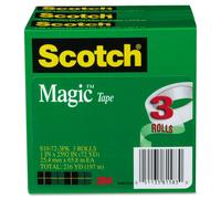 Recharge de ruban adh sif magique Scotch 810723PK 1 po x 2592 po, noyau de 3 po, 3/paquet