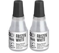 Recharge d'encre COLOP pour tampons encreurs MAKE | Blanc | 25 ml d'encre à base d'eau avec embout applicateur pratique | Frozen white (Lot de 2)