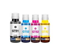 Recharge d'encre compatible HP GT51 GT52 M0H57AE M0H54AE M0H55AE M0H56AE - Pack de 4 Multicolore 135 ml + 3x70 ml