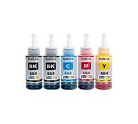 Recharge d'encre compatible pour Epson 6641 6642 6643 6644 Noir Couleurs Pack 5 x 70 ml 4000-6500 pages