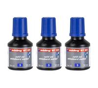 Recharge d'encre pour marqueur tableau blanc - EDDING - Lot de 3 Flacons 30ml - Bleu - Effaçable - Opaque
