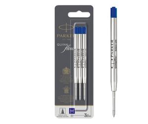 Recharge d'encre QUINK pour stylo bille M Parker - Bleu- Blister de 3