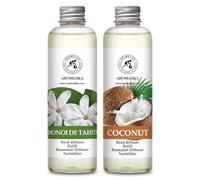 Recharge Diffuseurs de Parfum 2 x 200ml - Arôme Monoï de Tahiti & Arôme de Coco - Bâtonnets de Parfum - Parfum de Maison frais et Apaisant - Assainisseur d'Air - Parfum de Longue Durée