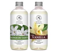 Recharge Diffuseurs de Parfum 2x500 ML - Arôme Monoï de Tahiti & Vanille - Parfum de Maison - Fraîche et Durable Arôme - Desodorisant Maison - Parfum de Ambiance - Aromathérapie