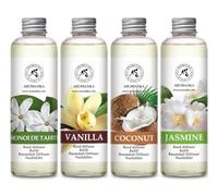 Recharge Diffuseurs de Parfum 4x200 ML - Arôme Monoï de Tahiti & Coco & Vanille & Jasmin - Parfum de Maison - Fraîche et Durable Arôme - Desodorisant Maison - Parfum de Ambiance - Aromathérapie