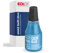 Recharge encre COLOP pour tampons MAKE | 25ml | Bleu | Calm Blue | Encre à base d'eau | dotée d'une pointe d'application pratique | idéale pour recharger facilement les tampons encreurs.