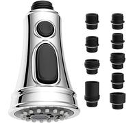 Recharge Extractible Douchette Evier Cuisine, Mitigeur Cuisine avec 9 Adaptateurs, Douchette à 3 Fonctions de Jet Compatible avec les Robinets G1/2,Chrome
