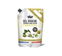 Recharge Gel Douche Fleur de Coton 900ml Les Petits Bains de Provence - Gel Douche surgras sans savon, +98% ingrédients naturels, pour mains, corps et cheveux, recyclable