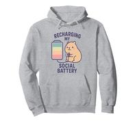 Recharge My Social Battery Cute Kawaii Capybara Sweat à Capuche