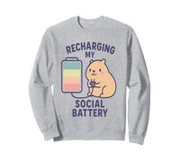Recharge My Social Battery Cute Kawaii Capybara Sweatshirt