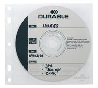 DURABLE Pochette classeur 523919 pour 2 CD/DVD/Blu-ray – polypropylène transparent/blanc – 10 pc(s)