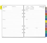 Recharge Pour Agenda Semainier 2025 2026 Format A5 - Planificateur Hebdomadaire Avec Onglets Mensuel, Note, Contact, Août 25 À Juillet 26 1 Semaine Sur 2 Pages Planner Organiseur En Anglais