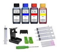 Recharge pour Canon PG-545, PG-545 XL Noir, CL-546, CL-546 XL color - 4 x 100 ml de cartouche de marque noir bleu rouge jaune + 4 seringues 4 canaux, 2 gants en latex, adaptateur de décapage