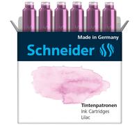 Recharge pour cartouche d'encre standard Pastel Schneider, fermeture bille, pour stylos plume et rollers, encre lilas, bo te de 6 cartouches