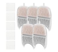 Recharge pour Fontaine À Eau pour Chat | 5 Filtres pour Distributeur d'eau avec Éponges,Système Triple Filtration Éliminant Odeurs et Impuretés