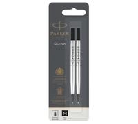 Recharge Stylo Roller - PARKER - Quink - Pointe Moyenne - Encre Noire - Blister X 2