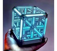 Rechargeable 4d Acrylic Touch Dimmable LED Night Lights,4d Infinite Mirror Cube Light,Wireless Cool Creative Hyper Cube Small Bedside Lamps, Funny Desk Decor for Bedroom, Living Room (white)