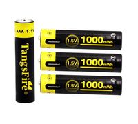 Rechargeable AAA 1.5V Lithium Battery 1000mWh, 1600 Cycles Pack of 4 Batteries