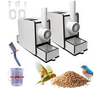 Rechargeable Bird Seed Shell Separator, Bird Seed Husk Remover, USB Charging Wooden Grain Sheller Machine with Fan, Adjustable Quick Food Shell Separator Machine for Large Parrot Macaws (2pcs)