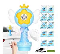 Rechargeable Bubble Machine with LED Lights, Battery Operated Bubble Maker for Bath, Lawn, Festival, Pool, Birthday, Christmas, Garden, Wedding, Sensory Play, 5.51x9.06 inches