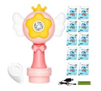 Rechargeable Bubble Machine with LED Lights, Battery Operated Bubble Maker for Bath, Lawn, Festival, Pool, Birthday, Christmas, Garden, Wedding, Sensory Play, 5.51x9.06 inches