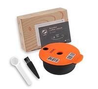 Rechargeable Café Gélules Gousses, 200ML Réutilisable Café Capsule Cosse pour Bosch Tas Café Machine Rechargeable Café Capsule Tasses avec Silicone Couvercle Café Filtre et 1 Cuillère et 1 Pinceau